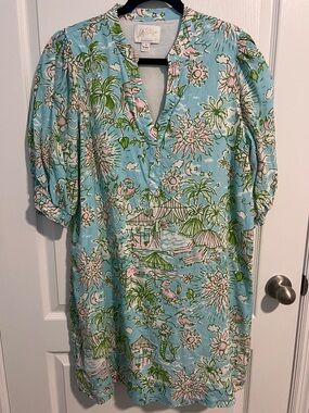 Lilly Pulitzer Mialeigh Linen Dress 14 Sunbathers Bliss